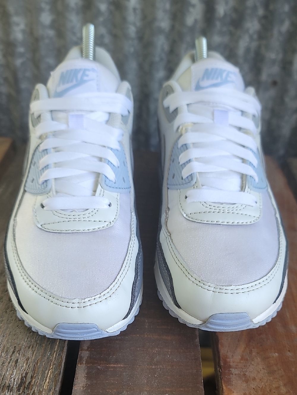 Nike White Air Max 90 🔥"Cobalt Bliss"🔥 Wmns 8 Great Condition Ships Today - Picture 7 of 13